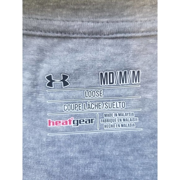 Under Armour T Shirt Medium Loose Fit Gray Patriotic Home of The Brave July 4th - Picture 7 of 10